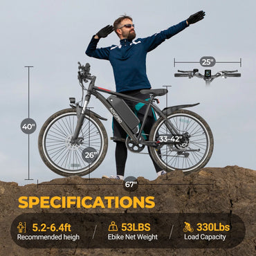 AOVOPRO BK900 Electric MTB Electric Bike 9AH Battery with Smart APP for Adults