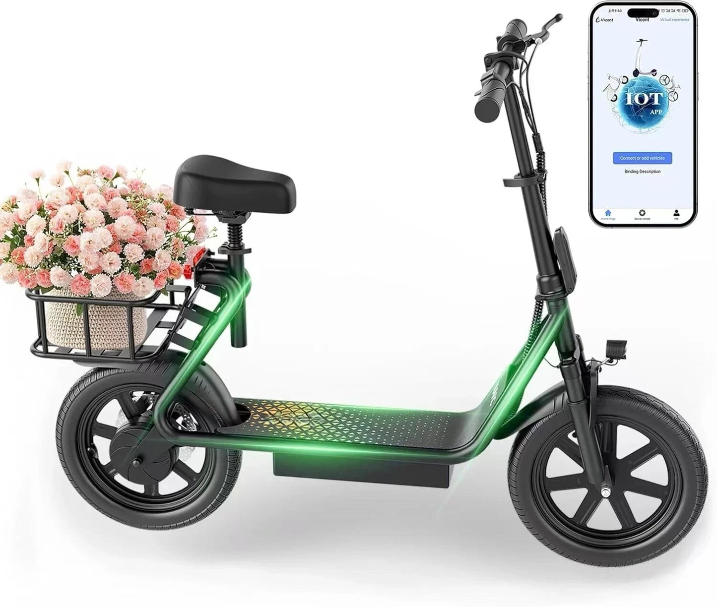 Refurbished "A Grade" Ladped LPBS Electric Scooter w/Seat, Foldable 500W 10.4Ah Battery 22mph 28Miles