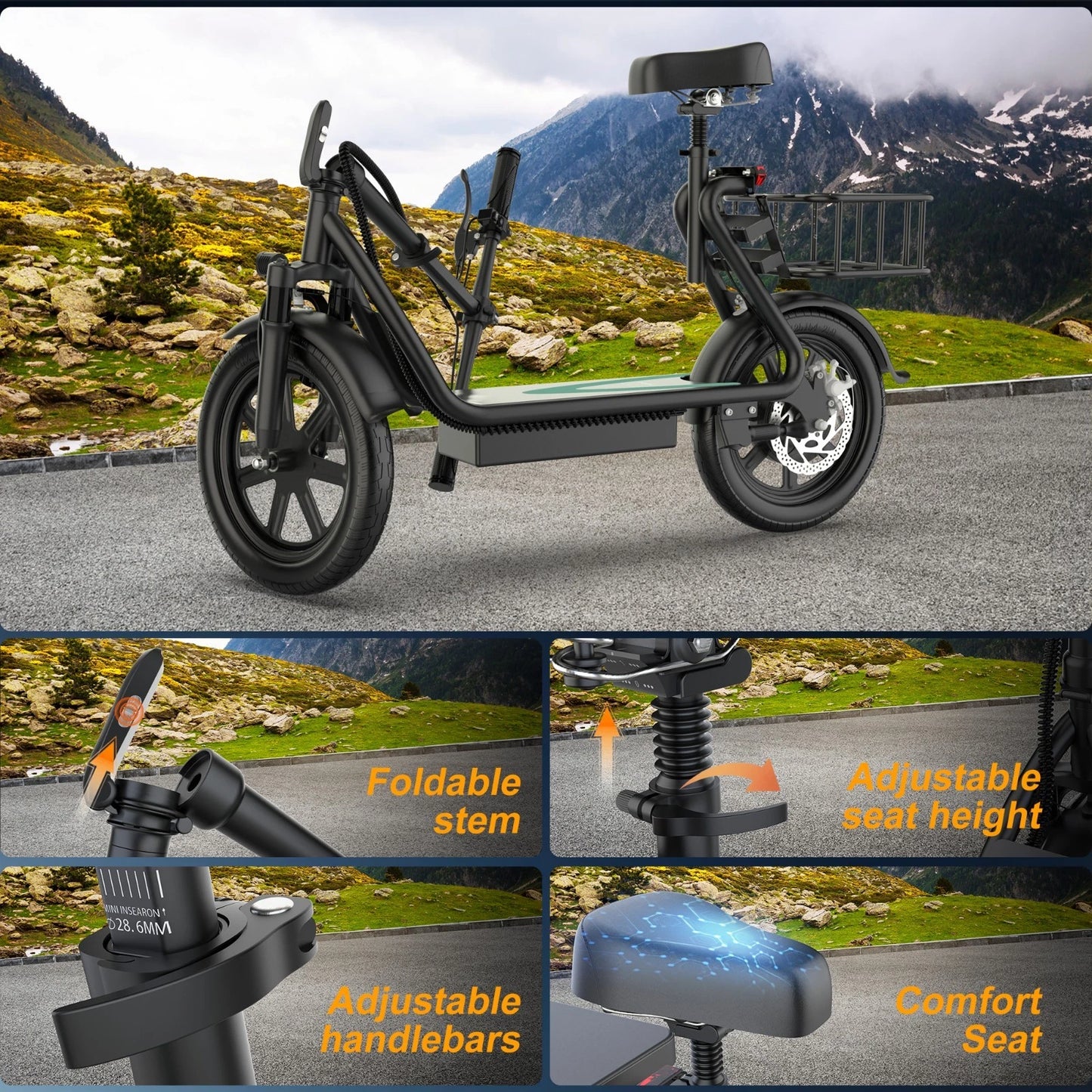 REFURBISHED "A GRADE" - AOVOPRO ESBSPRO Electric Scooter with Seat, Foldable 500W 22.5Ah Battery 22mph