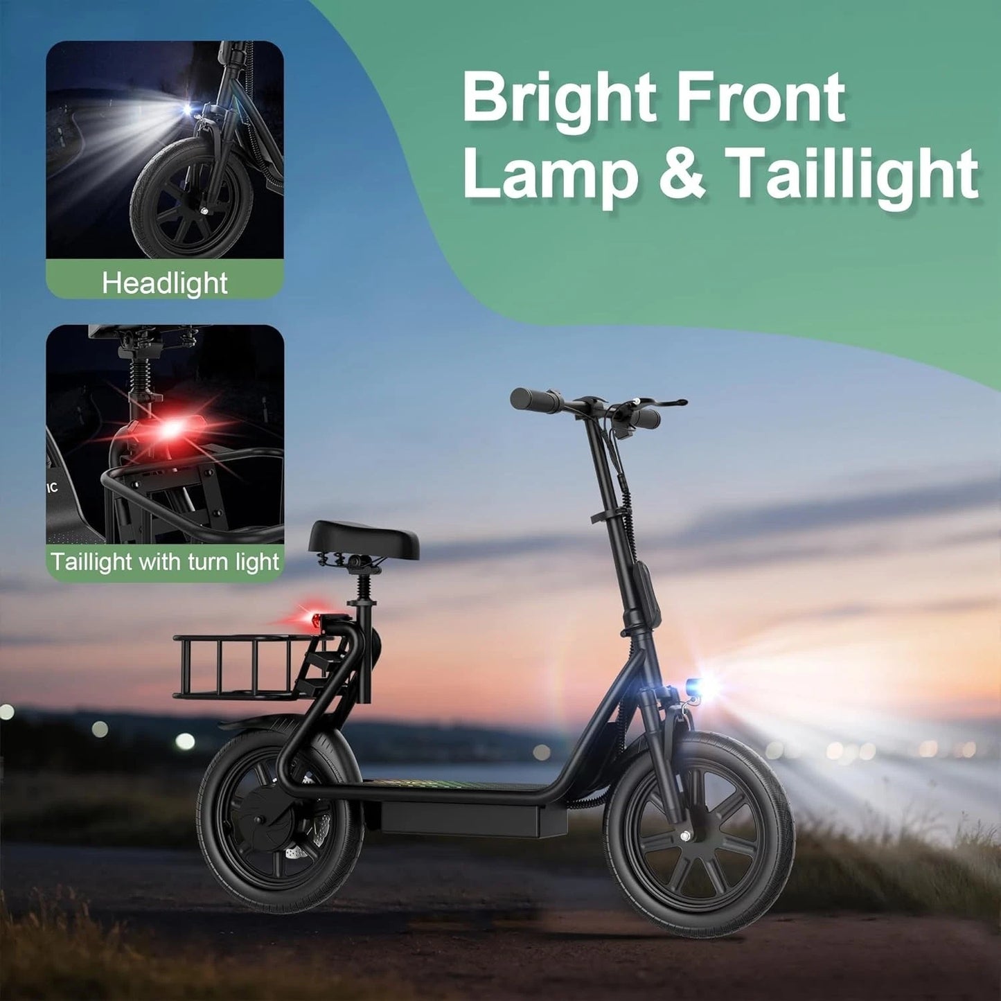 Refurbished "A Grade" Ladped LPBS Electric Scooter w/Seat, Foldable 500W 10.4Ah Battery 22mph 28Miles
